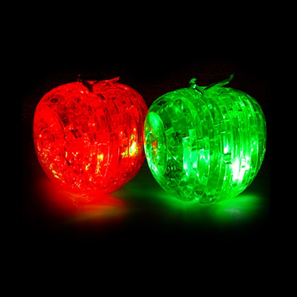 (램프형+진동센서)  LED 크리스탈 3D퍼즐 (사과) 색상랜덤